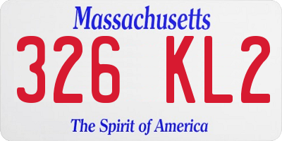 MA license plate 326KL2