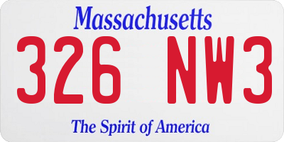 MA license plate 326NW3