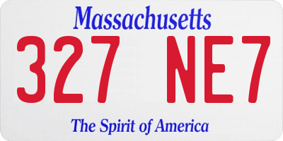 MA license plate 327NE7