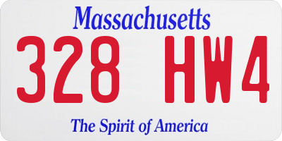 MA license plate 328HW4