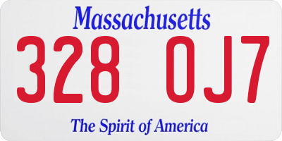 MA license plate 328OJ7