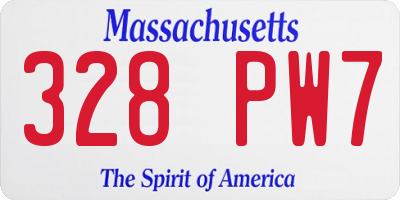 MA license plate 328PW7