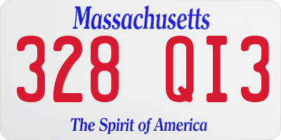MA license plate 328QI3