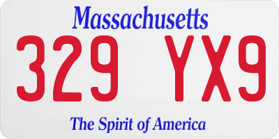 MA license plate 329YX9