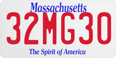 MA license plate 32MG30