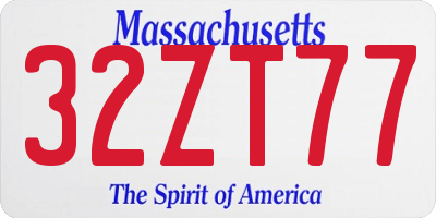 MA license plate 32ZT77