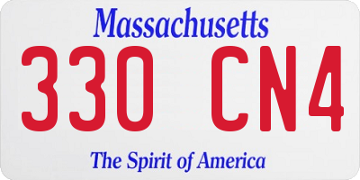 MA license plate 330CN4