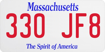 MA license plate 330JF8