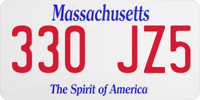 MA license plate 330JZ5