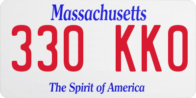 MA license plate 330KK0