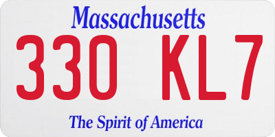 MA license plate 330KL7