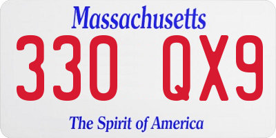MA license plate 330QX9
