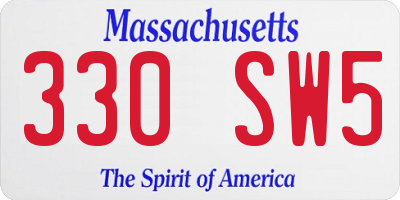 MA license plate 330SW5