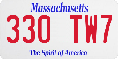 MA license plate 330TW7