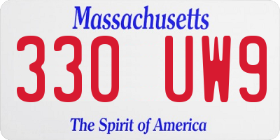 MA license plate 330UW9