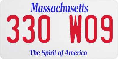 MA license plate 330WO9