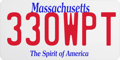 MA license plate 330WPT