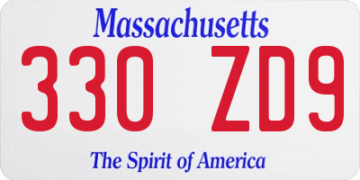 MA license plate 330ZD9