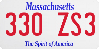 MA license plate 330ZS3