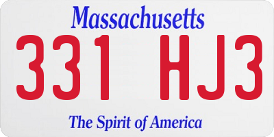 MA license plate 331HJ3