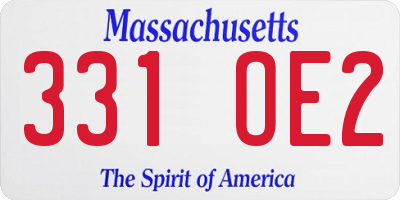 MA license plate 331OE2