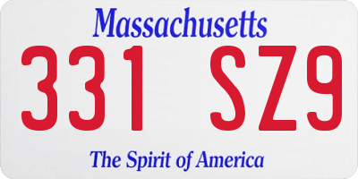 MA license plate 331SZ9
