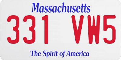 MA license plate 331VW5
