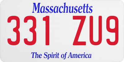 MA license plate 331ZU9