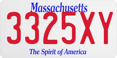 MA license plate 3325XY