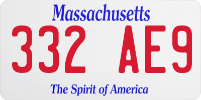 MA license plate 332AE9