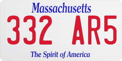 MA license plate 332AR5