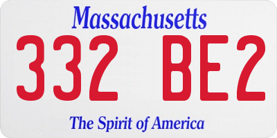 MA license plate 332BE2