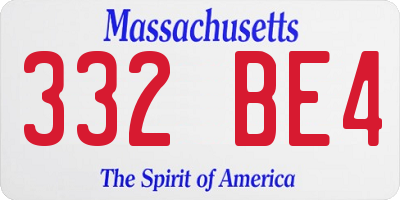 MA license plate 332BE4