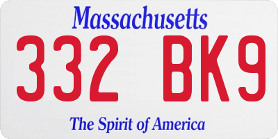 MA license plate 332BK9