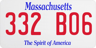 MA license plate 332BO6
