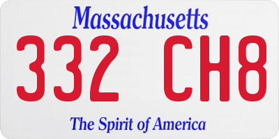 MA license plate 332CH8