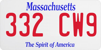 MA license plate 332CW9