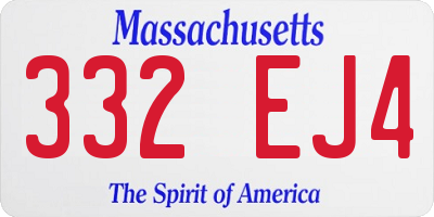 MA license plate 332EJ4