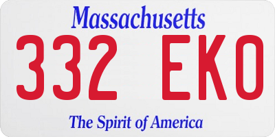 MA license plate 332EK0