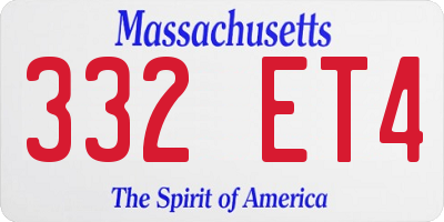 MA license plate 332ET4