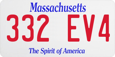 MA license plate 332EV4