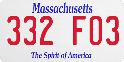 MA license plate 332FO3