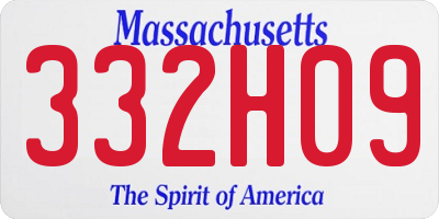 MA license plate 332H09