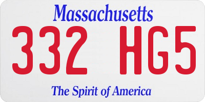 MA license plate 332HG5
