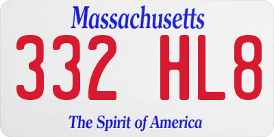 MA license plate 332HL8