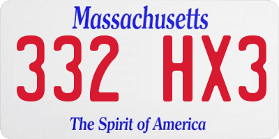 MA license plate 332HX3