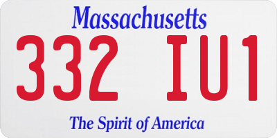 MA license plate 332IU1