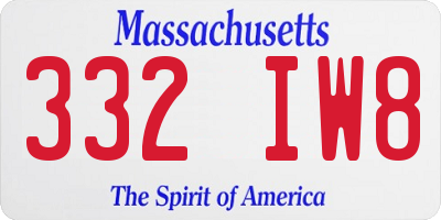MA license plate 332IW8
