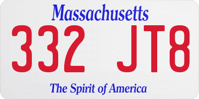 MA license plate 332JT8