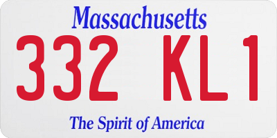 MA license plate 332KL1